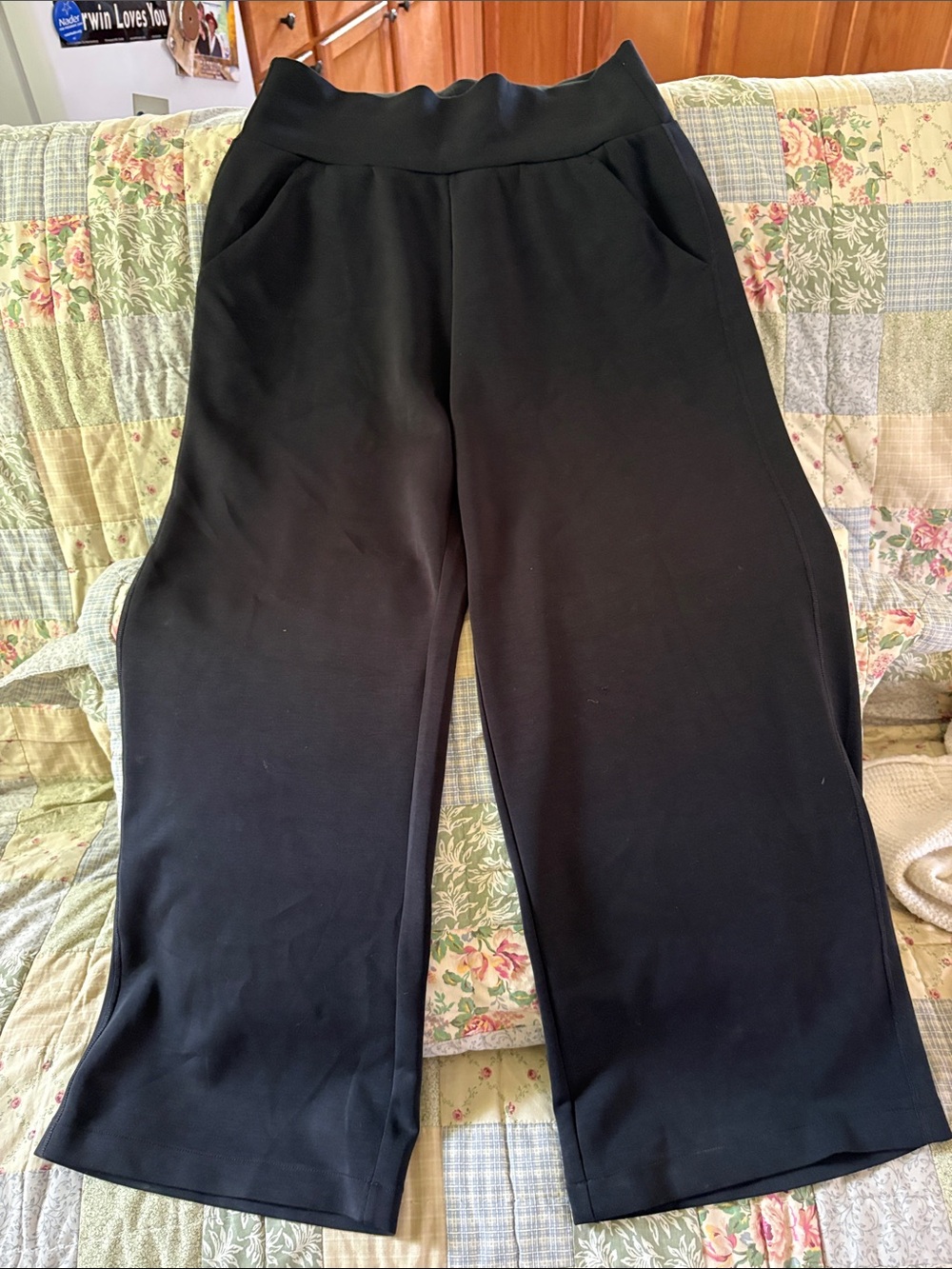 Prana Black Wide-Leg Pull-On Pants